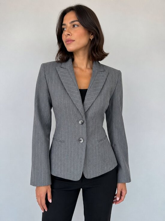 ANTONIO MELANI Jackets & Blazers - Antonio Melani Gray Pinstripe Blazer Women Size 4 Career Office Business Jacket